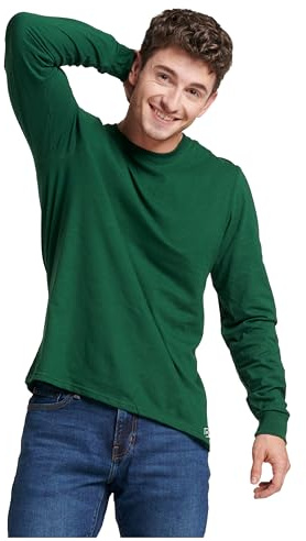 Russell Athletic Mens Cotton Performance Long Sleeve T Shirt, Dark Green, Medium US