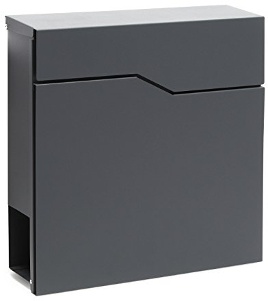 Wiltec Buzón de diseño V19 Antracita 370 x 105 x 370 mm, de Pared con Cerradura y Hueco para el periódico, de Acero con Recubrimiento en Polvo