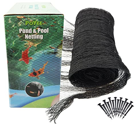 Filet pour Bassin 4.5x4.5m - Filet de Protection pour Étang, Protège Les Poissons Koï des Oiseaux, Chats et Prédateurs avec Piquets, Filet Anti Oiseaux