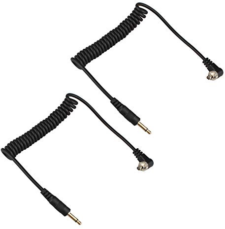 Futheda 2 Piezas Cable de extensión de Clavija Jack de 3,5 mm a Macho Flash PC Cable de extensión de 12 Pulgadas con Bloqueo de Rosca Compatible con cámaras DSLR