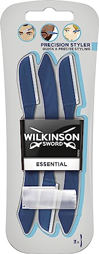 WILKINSON SWORD Barber's Style Precision Styler for Men, Pack of 3, For Facial & Eyebrow Hair Remover, Premium Quality Blades, With Cap For Precise Styling,