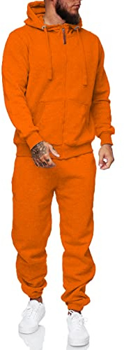 HHGKED Sweatanzüge für Herren, Trainingsanzüge, 2-teiliges Set, athletische Jogginganzüge, lässige Outfits für Herren, Orange/Abendrot im Zickzackmuster (Sunset Chevron), Medium