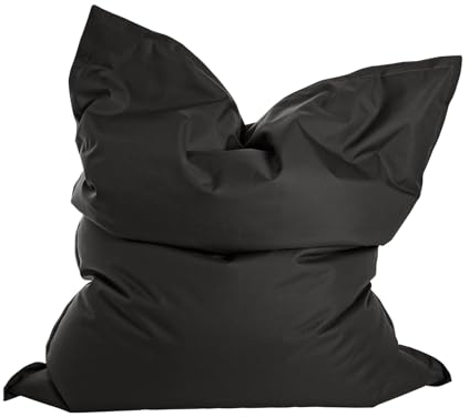 mokebo Sitzsack Outdoor XXL für Kinder & Erwachsene 'Der Große', Bean Bag, Sitzkissen, Liegekissen oder Riesen-Sitzsack mit Füllung, Bodenkissen groß für Balkon & Terasse, 125x155cm, Schwarz