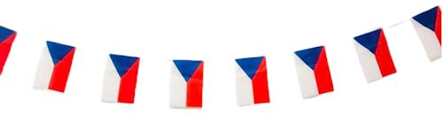 Bandera de República Checa 40 unidades bandera guirnalda República Checa 11.4M, banderines República Checa, bandera Nacional República Checa 14 x 21 cm para Decoraciones de (República Checa)