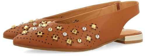 GIOSEPPO Bailarinas DESTALONADAS EN Piel Color Cuero con Detalle DE TACHAS para Mujer DAKOVO