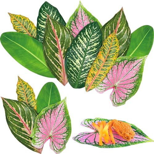 Kisston 100 Pcs Charcuterie Board Parchment Paper Tropical Leaves 8.7 Inch Paper Leaves for Cheese Board Double Sided Tropical Parchment for Holiday Party Decorations Table Food Serving