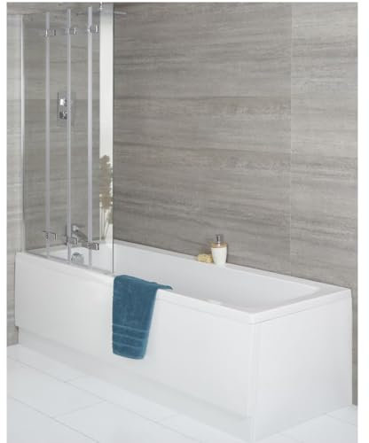 Milano Farington White 1800mm x 800mm Single Ended Bath Folding Screen Side Panel