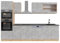 Vicco Küchenzeile R-Line, Beton/Goldkraft Eiche, 300 cm mit Hochschrank, AP Anthrazit