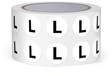 FINDAT 1000PCS Letter L 13mm Round Alphabet Labels Vinyl Circle Stickers
