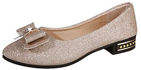 Ballerines pour femme - Pliables et respirantes - En tissu - Chaussures basses - Chaussures de gymnastique larges - Chaussures de danse, 2 dorés., 39 EU
