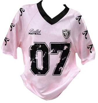 GORGLITTER Girl's Number Jersey Shirts Oversized Bow Graphic Tees V Neck Half Sleeve Going Out Tops Aged 8-12 Years Pink 11 Years