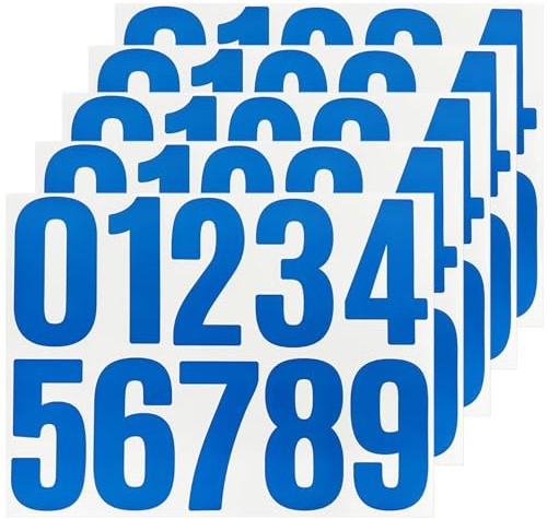 50 Numbers,Large Blue Number Stickersfor Outdoor,Mailbox,House and Address | Self Adhesive and Waterproof - 5 Shteets