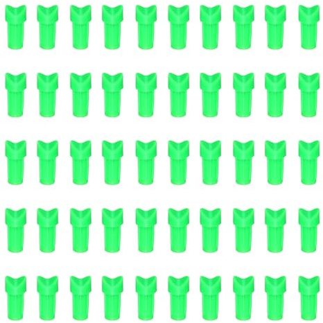 YELARXI Plastic Arrow Nocks, Half Moon Nocks Glue on Replacement Arrow Tail-Fitting For (DIY Hunting/Compound/Recurve Bow/Compound Bow) 7.6MM/0.3 ID & 50 Pcs & Plastic & Green