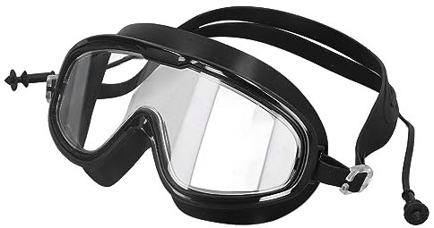 KIMISS Lunettes de Natation Imperméables, Anti-buée, Légères et Confortables, Haute Définition pour Hommes, Lunettes de Natation en Silicone Noir