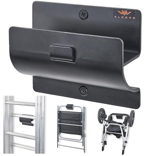 ALWORG Ladder Hooks for Garage Wall - Heavy Duty Storage Hangers Wall Mount Brackets to Hang Garden & Shed Tools, Chairs, Tire and More - Van Storage Solutions