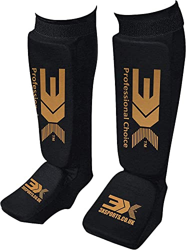 3X Sports Shin Guards Kickboxing Muay Thai, EVA Padded Sparring Training Martial Arts Boxing, MMA Muay Thai Kickboxing Training, Professional Shin Insteps Protection, karate BJJ Taekwondo Gear