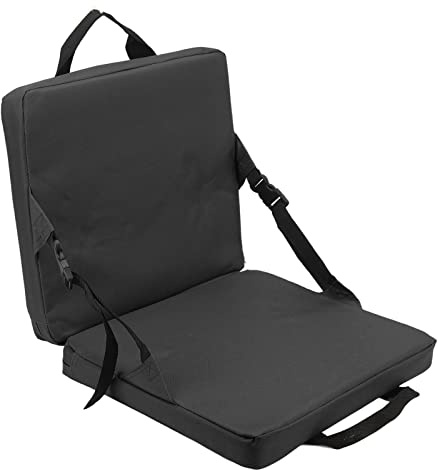 Cojín de Asiento de Estadio Portátil, Asiento Acolchado Liviano Y Cojín de Blanqueador con Respaldo, Disfrute de una Cómoda Silla de Campamento Mientras Disfruta del Aire Saludable(Negro)