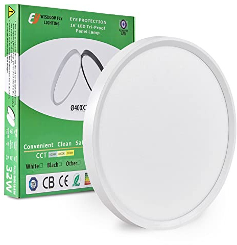 15.8 Inch LED Flush Mount Ceiling Light, 32W, 3480LM, 3000K/4000K/6000K CCT Selectable, Round Flat Panel Light Fits for Hallway, Kitchen, Bedroom, Laundry Room