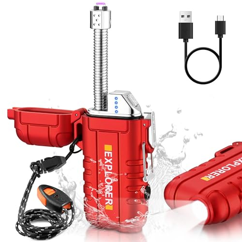 Bistfy Uppladdningsbar USB-elektrisk tändare med ljus - flexibel plasmabåge 360º vattentät, vindtät för ljus, grill, kök, matlagning, camping, överlevnad