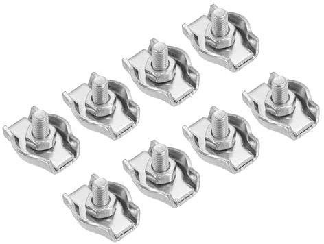 PATIKIL 5/64 / 2mm Simplex Bolt Wire Rope Clip, 8Pcs M3 304 Stainless Steel Simplex Single Bolt Cable Clamp for Rigging Railing, Silver Tone