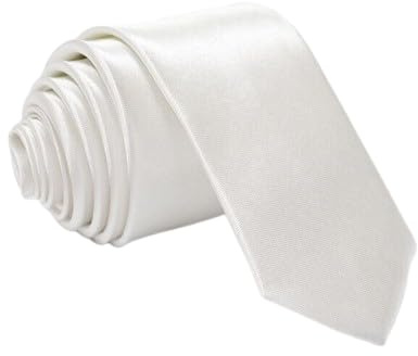 OUTLETISSIMO® Vit slips elegant tillbehör vardaglig unisex satinband 150 cm x 5 cm enfärgad, Vit, Taglia unica