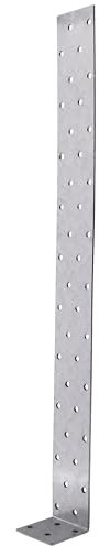 Parotec 10 Ancrages en acier à encastrer pour montage, 40 x 400 x 40 x 2 mm, ancrage lourd, acier galvanisé, connecteur d'angle, plaque trouée, ancrage béton, fixation métallique