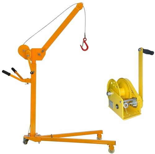 440 Lbs Miniature Hand Mobile Crane, Foldable Shop Lift, Portable Knuckle Boom Hand Winch Crane MINGPING