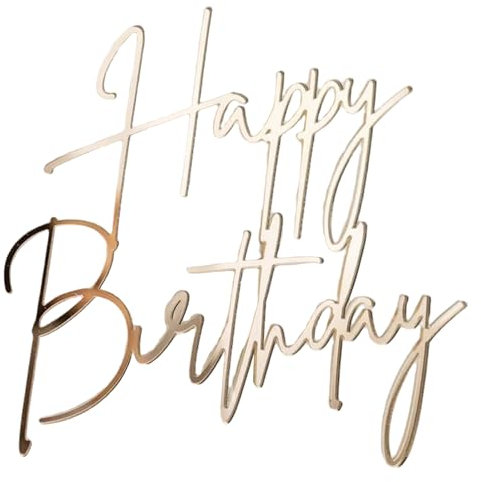 Auiremrti Gold Mirror Acrylic Cake Side Decoration, Happy Birthday Cake Topper, For Birthday Party, Cake, Dessert