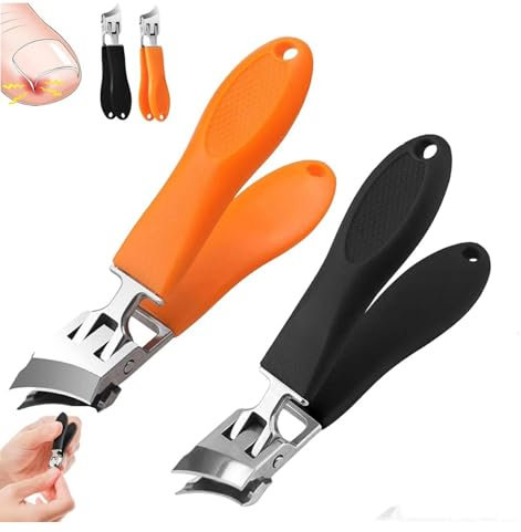2 Stück Gebogene Nagelknipser, Abgeschrägter Nagelknipser, Schräger Nagelknipser Mit Breiter Öffnung Und Spritzschutz, Ergonomie Abgeschrägte Nagelknipser, Weit Öffnende, Spritzwassergeschützte