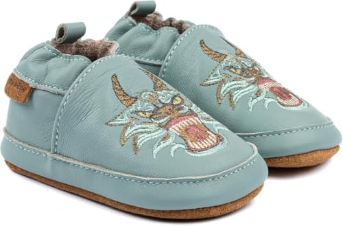 Mikk-line Chaussures d'éveil souples en cuir Chaussons antidérapants imprimés motifs animaux Doublure en lin pour bébés