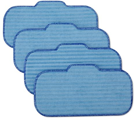 Amazon Basics Steam Mop Replacement Pads, Washable for All Hard Floors, 30.4 x 13.9 x 0.50 centimeters, Blue, 4-Pack