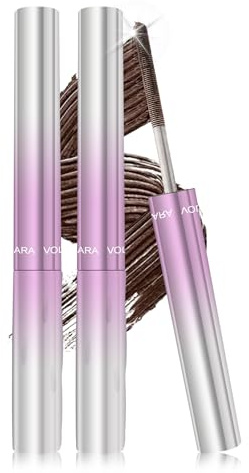 Metal Mascara Wasserfest Braun, 2 Stück Iron Wand Mascara 3D Curling Long Lasting, Waschbarer Metallbürstenkopf, No Clumping or Smudging, Precision Defining, Hypoallergen Makeup für Ältere Frauen-02