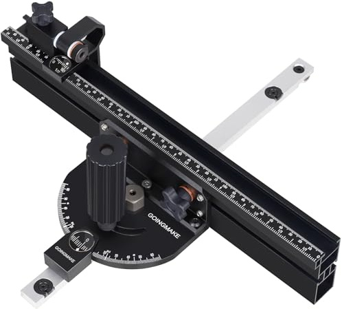 GOINGMAKE Compact Table Saw Miter Gauge with 360mm Fence and Multifunction Flip Stop and Positive Angle Stops, Miter Gauge for Table Saw Accessories, for Woodworking Cuts, Fits 3/4x3/8 Slot