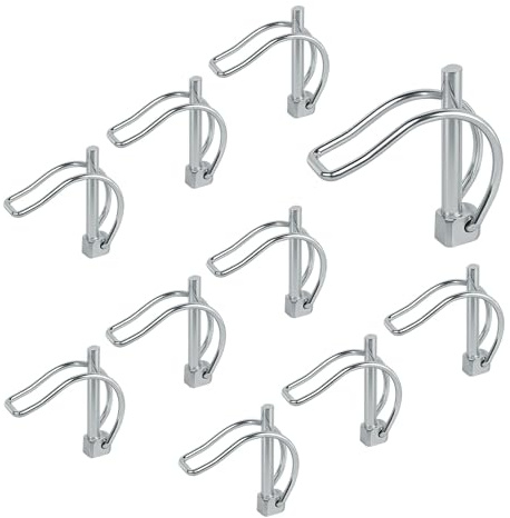 10 Pièces Goupille de Verrouillage Forme D 6 x 45 mm Goupille Securite pour Tuyaux Goupille Fendue avec Enclenchement Goupilles Fendues en Acier au Carbone Galvanisé pour Ferme Pelouse Jardin