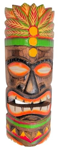 Villa Mestiza Máscara Tiki de pared 30cm de madera | El Jefe de Tribu