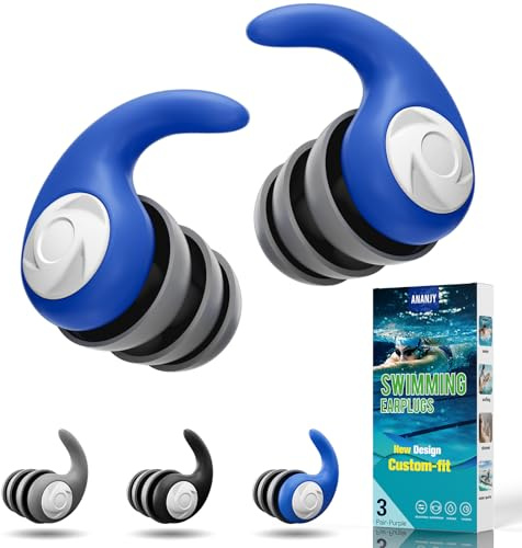 Tappi per le Orecchie da Nuoto per Adulti - 3 Paia di Tappi per le Orecchie in Silicone Morbido e Impermeabile per Nuotatori, Perfetti per il Surf, lo Snorkeling, la Piscina e la Doccia