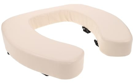 FIXOSHEE Asiento de Inodoro Elevado Acolchado con Esponja de Alta Densidad, Funda Alargada en Color Beige para Baño, Cojín Antideslizante para Personas Mayores y Movilidad Reducida