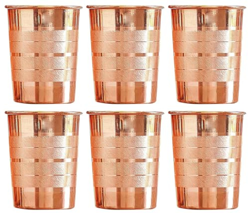 IMTRA FASHION 100% Kupfer-Trinkgläser Robustes Glas-Set Mit 6 Gläsern Ayurvedische Gesundheitsvorteile