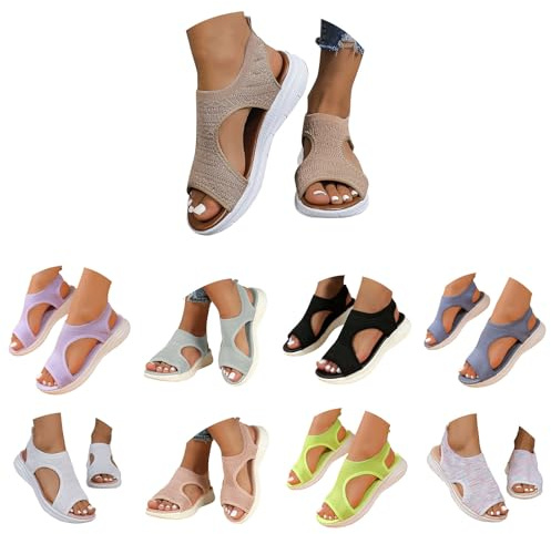 Ortopediska damsandaler, breda fötter – Slingback sommarskor, lätta vattensandaler, fiskmunssandaler, dam, ventilerande strandsandaler, mjuk fotbädd, sportsandaler, platå, tvättbara