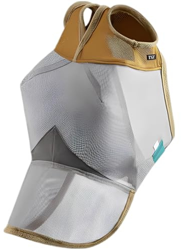 Grå hästansikte slöja, ridhuvudbonad för hästar, PVC polyester nät flugmask med öron- och nässkydd, 28 x 18 x 7 cm sköld