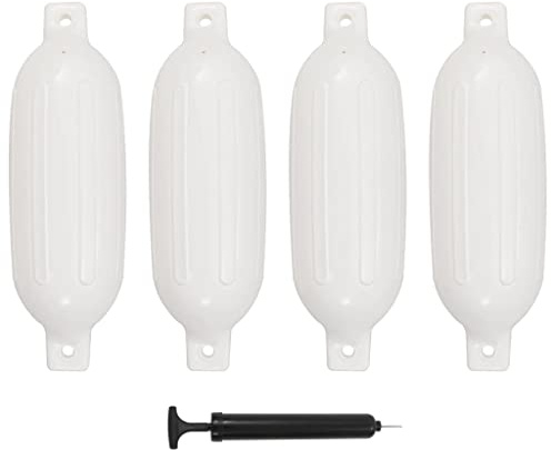 Mangloder båtfender set om 4 vita 58,5 x 16,5 cm PVC hållbara skyddstillbehör för vattenfordon, lämplig för ankare, klampor, marina, kajak, kanot, gummibåt, yacht, hamn, fiske