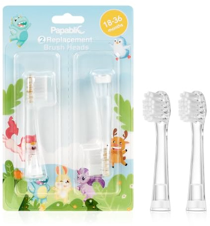 Papablic Replacement Toothbrush Heads - 2 Count, Compatible with Papablic BabyHandy & Toddler Sonic Electric Toothbrushes (18-36 Months)