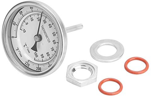 Thermomètre bi-métal, MAGT 1/2inch Vin Thermomètre MNPT 0~220F bi-métal sans soudure Kit thermomètre à vin avec double échelle Mesure Dial Pour Home Brew