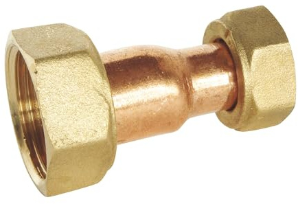 SOMATHERM FOR YOU, Raccord cuivre droit 2 écrous tournants 15/21-12/17 pour plomberie, raccordement fileté mâle, compatible eau chaude/froide, étanchéité avec joint plat