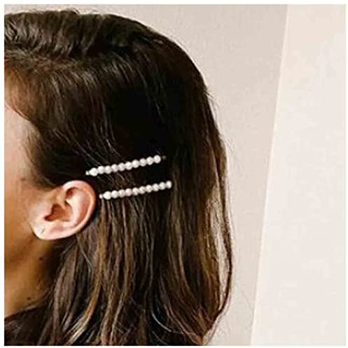 Yheakne Fermaglio per capelli con perle vintage, retro e francesi - Accessori decorativi per donne e ragazze (2 pezzi, argento)