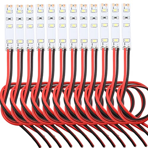 VISSQH 12PCS 3-Led Tren diseño Modelo 12V~18V HO ,modelismo ferroviario Luces HO,Modelo Tren Luces HO Autoadhesiva Precableado (15cm) Blanco Luz