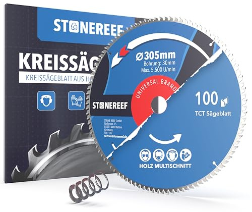 Lama per sega circolare 305 x 30 cm [con adattatore su foro 20 & 16 mm], compatibile con smerigliatrice angolare Bosch, Makita ecc. – Lama per sega circolare – per legno e alluminio
