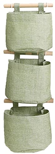 Yolispa Paquete de 3 bolsas de almacenamiento colgantes de tela de lino y algodón para colgar sobre la pared, organizador de puerta para habitación y baño