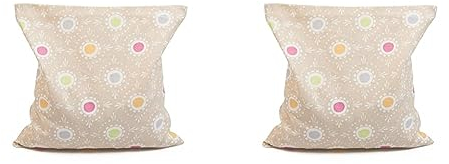 GRÜNSPECHT Kirschkern-Kissen 16x16 cm, Wärmekissen für Nacken, Bauch & Rücken, Bezug aus 100% Baumwolle, für Mikrowelle & Backofen, Punkte beige (112-V3) (Packung mit 2)