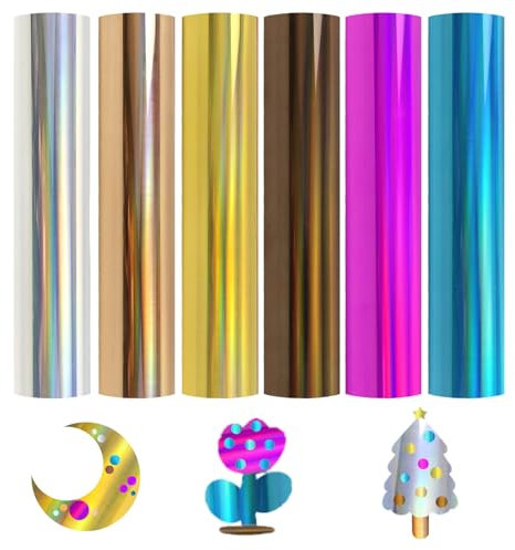 30,5 x 25,4 cm vinylfolieplotter, 6 ark PET strykfolie för kläder, färgglad överföringsfolie vinyl, PU överföringsfolie flexfolie, pysselfolie självhäftande konstnärfolie, plotterfolie för